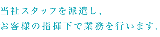 当社スタッフを派遣し、お客様の指揮下で業務を行います。